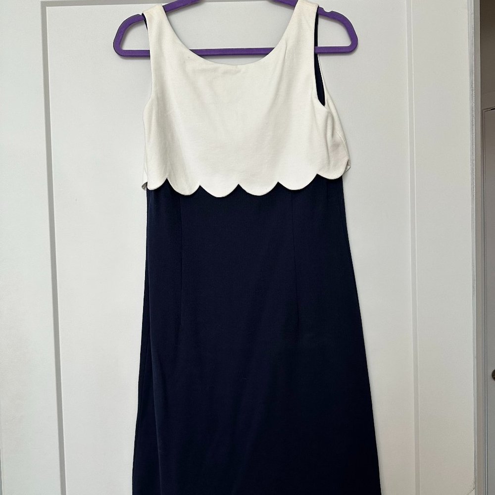 Sara Campbell Navy & White Scallop Dress